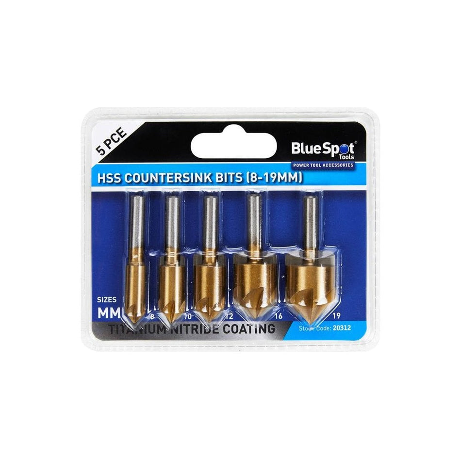 BlueSpot Tools HSS Titanium Countersink Bit Set, 5 Piece-B/S20312