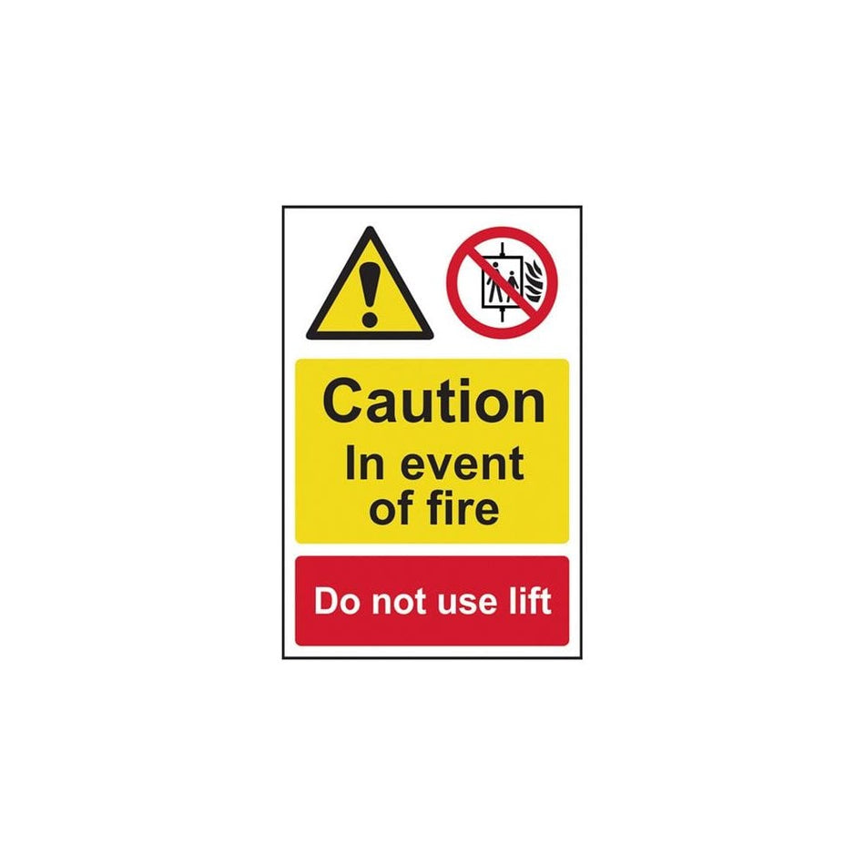 Scan Caution Event of Fire Do Not Use Lift - PVC Sign 200 x 300mm-SCA1180