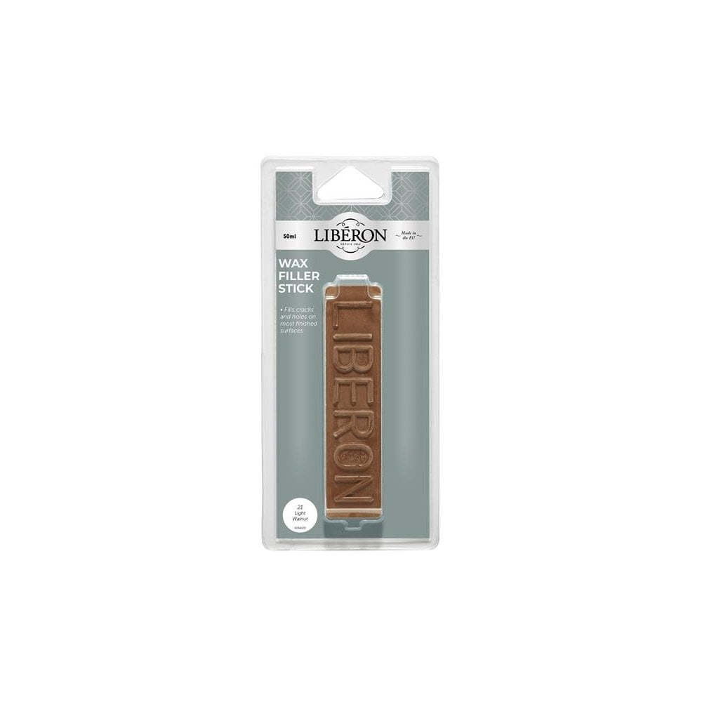 Liberon Wax Filler Stick 21 Light Walnut 50g-LIBWFSLWN
