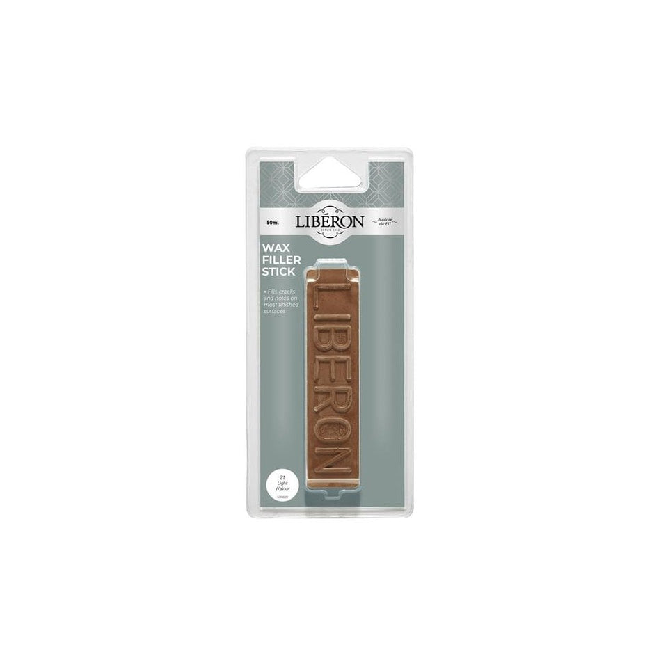 Liberon Wax Filler Stick 21 Light Walnut 50g-LIBWFSLWN