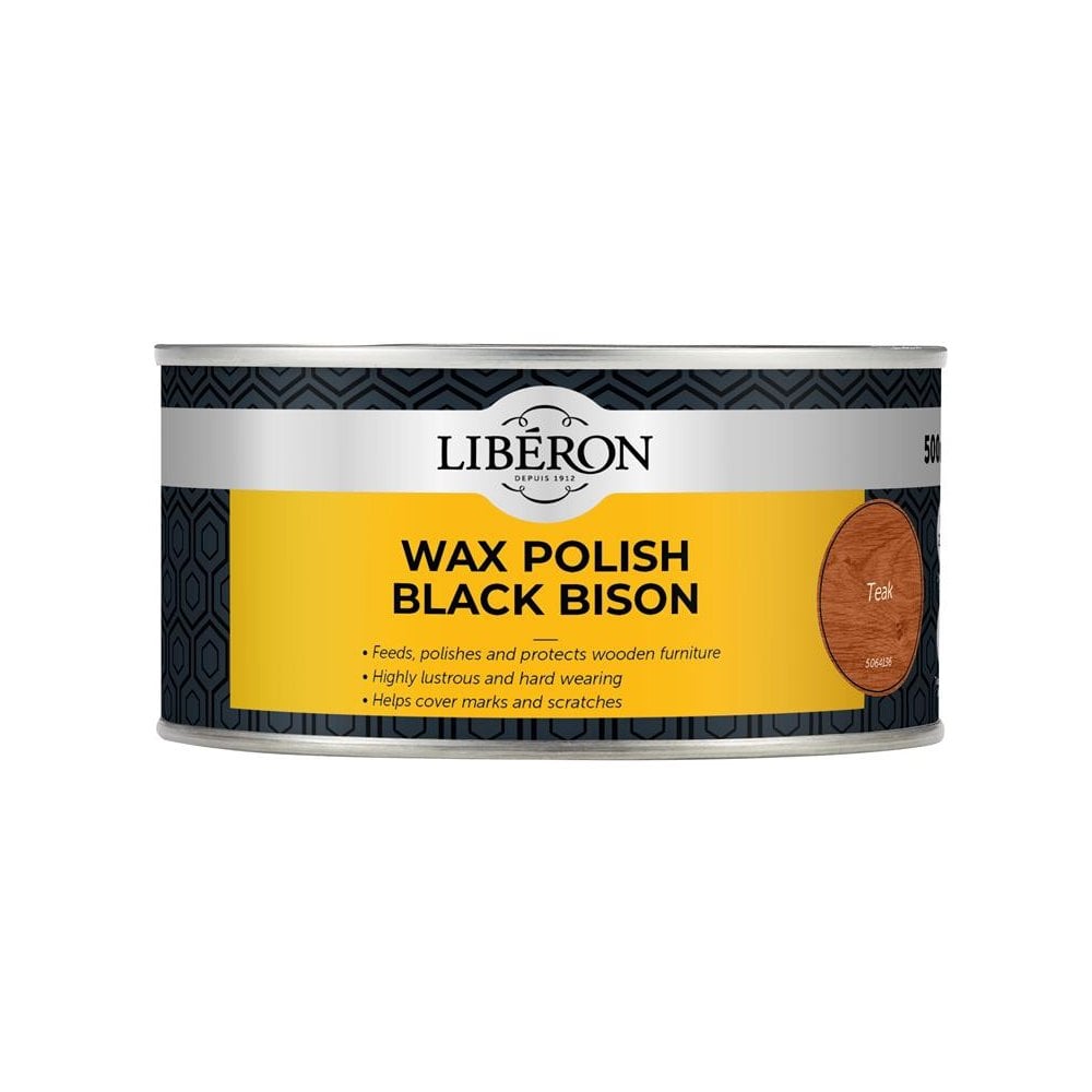 Liberon Black Bison Wax Paste Teak 500ml-LIBBPWT500N