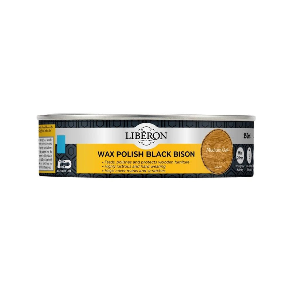 Liberon Black Bison Wax Paste Medium Oak 150ml-LIBBPWMO150N
