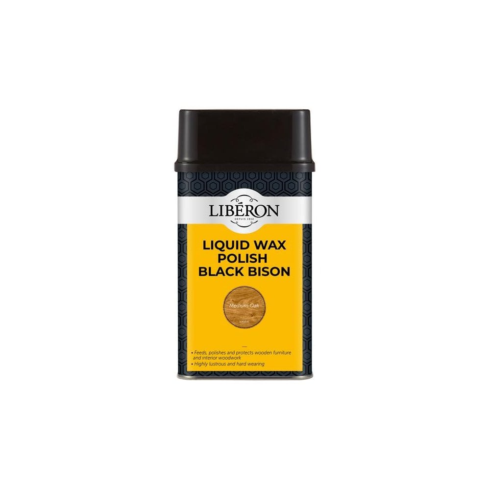 Liberon Liquid Wax Polish Black Bison Medium Oak 500ml-LIBBLWMO500N