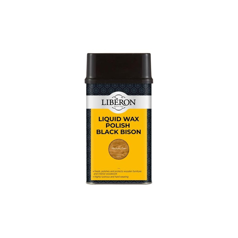 Liberon Liquid Wax Polish Black Bison Medium Oak 500ml-LIBBLWMO500N