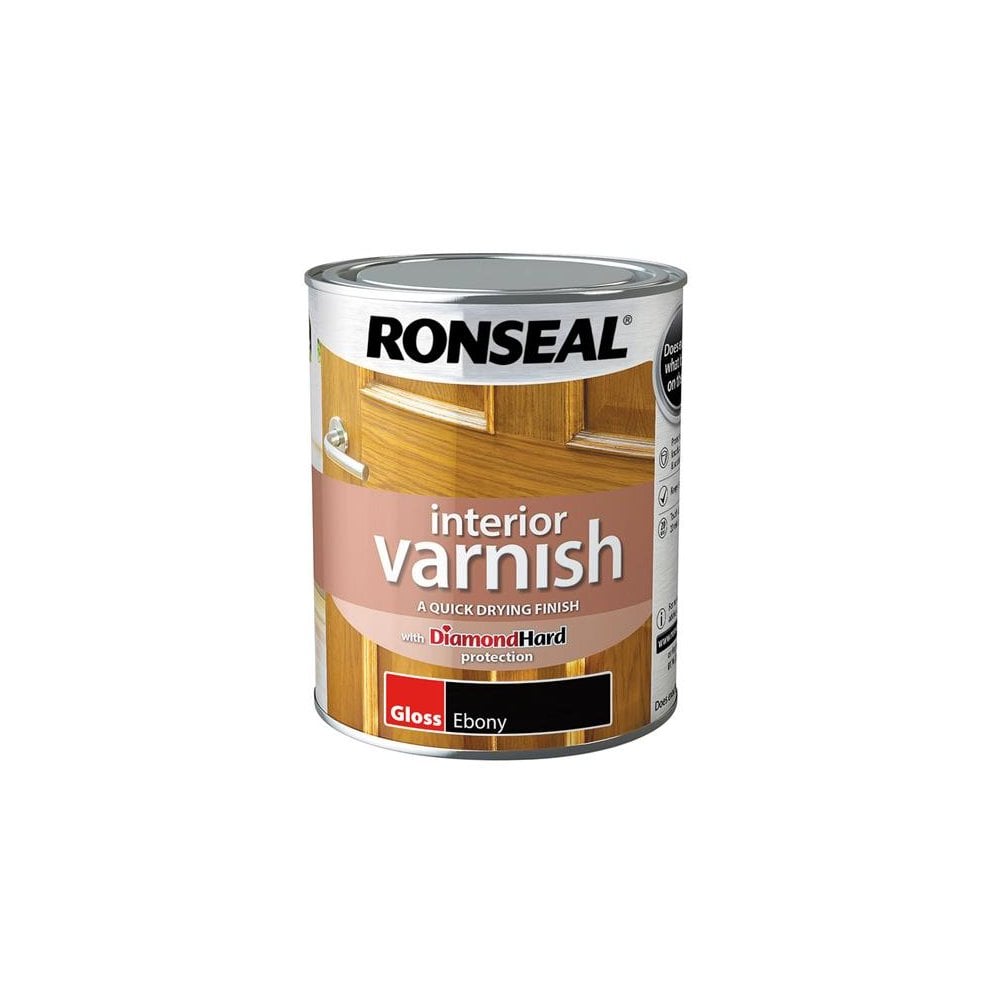 Ronseal Interior Varnish Quick Dry Gloss Ebony 750ml-RSLIVGEB750