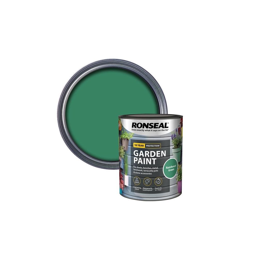 Ronseal Garden Paint Rainforest Green 750ml-RSLGPRG750