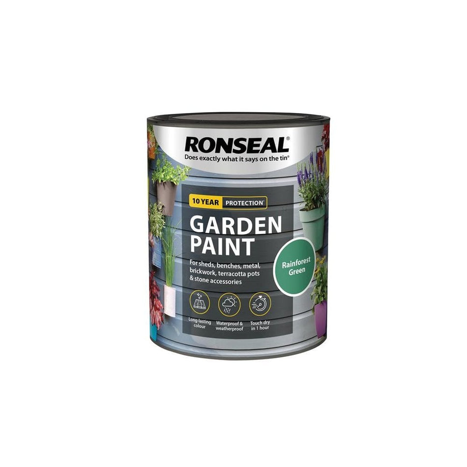 Ronseal Garden Paint Rainforest Green 750ml-RSLGPRG750