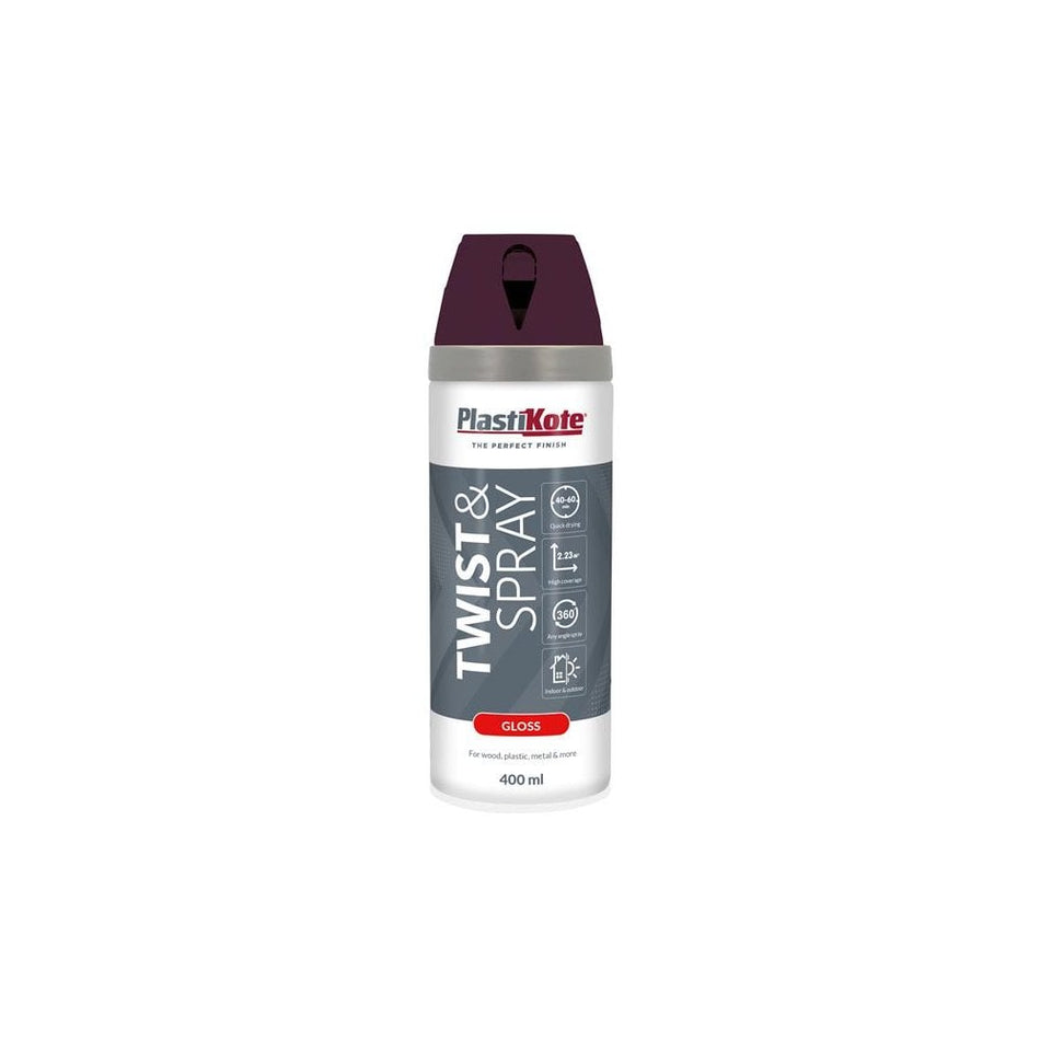 PlastiKote Twist & Spray Gloss Purple Violet 400ml-PKT21123