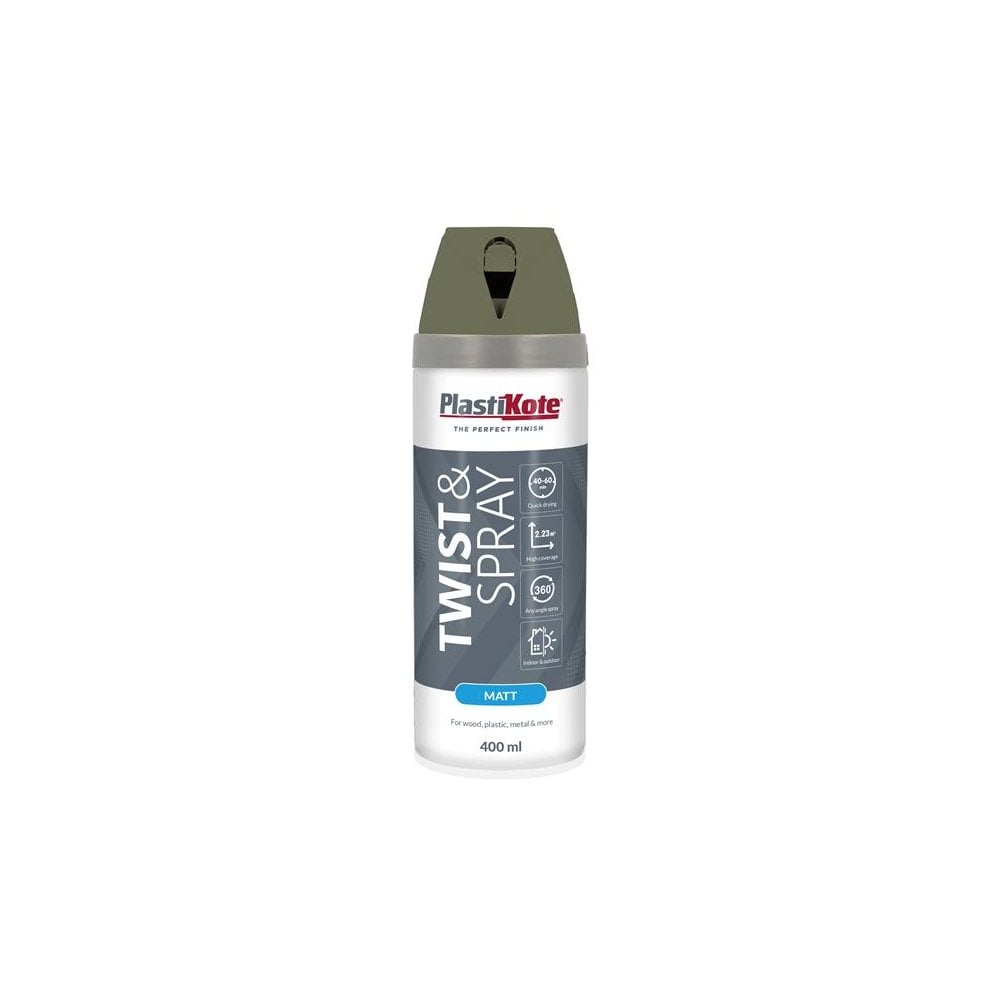 PlastiKote Twist & Spray Matt 400ml Olive Green-PKT23121
