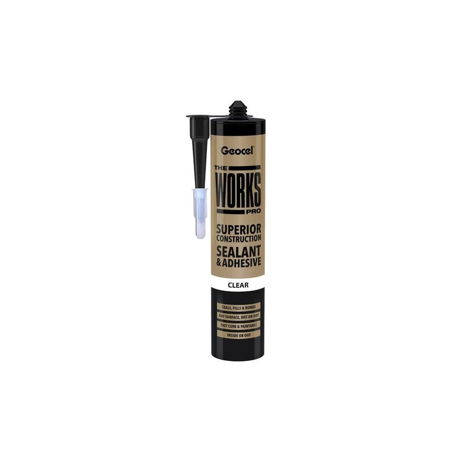 Geocel THE WORKS PRO Sealant & Adhesive Clear 290ml-GEO6001241