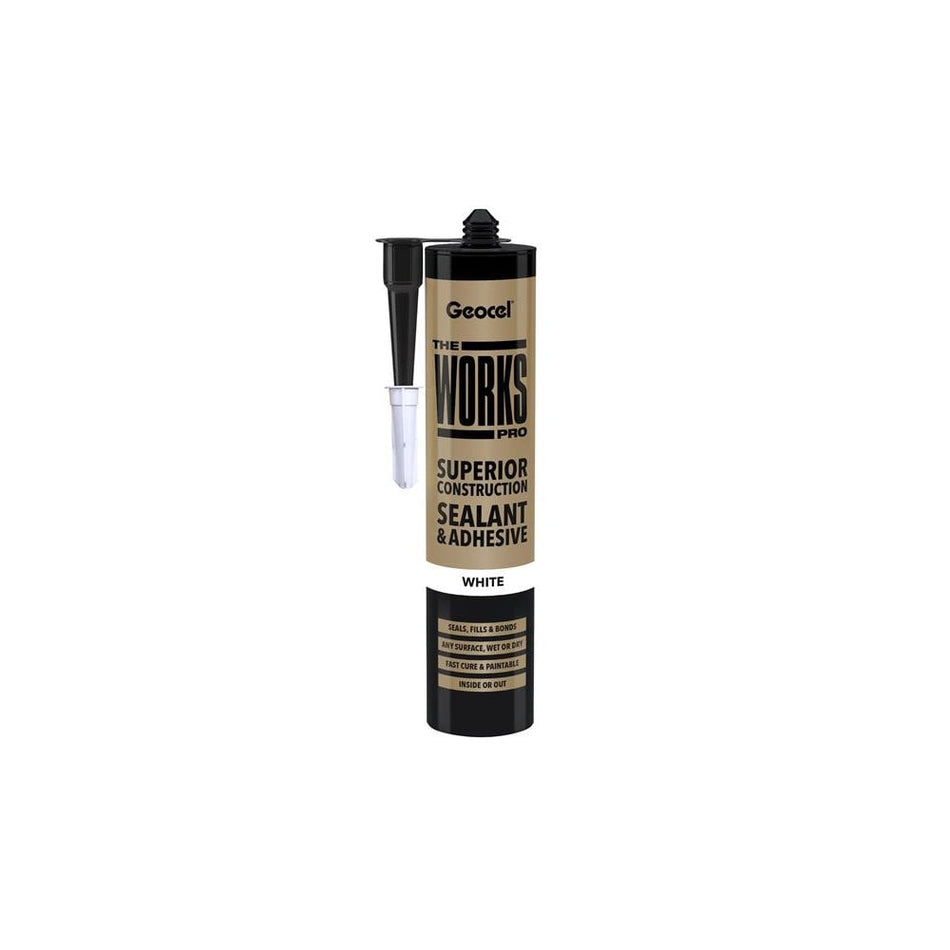 Geocel THE WORKS PRO Sealant & Adhesive White 290ml-GEO6001240