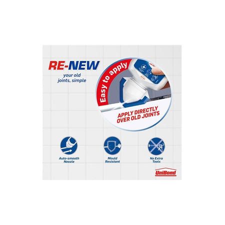 UniBond RE-NEW Silicone Sealant White 80ml-UNI2760633