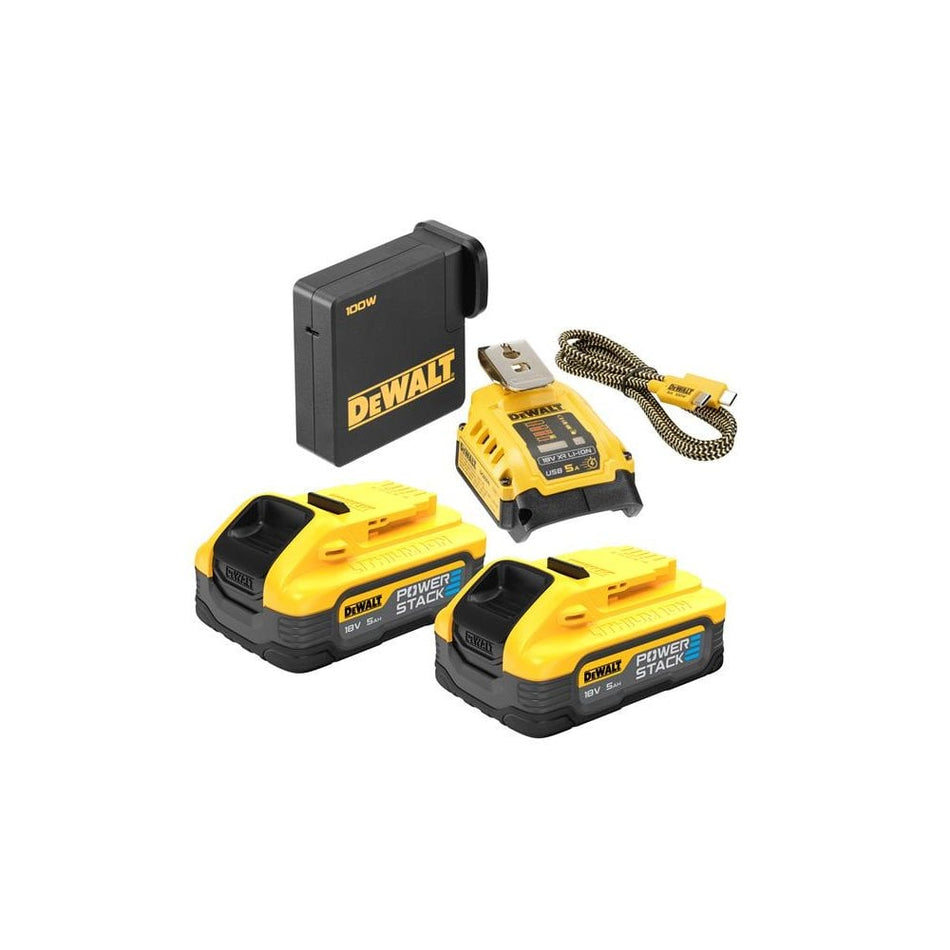 DEWALT USB-C POWERSTACK™ Starter Kit 18V 2 x 5.0Ah Li-ion-DEWDCB094H2