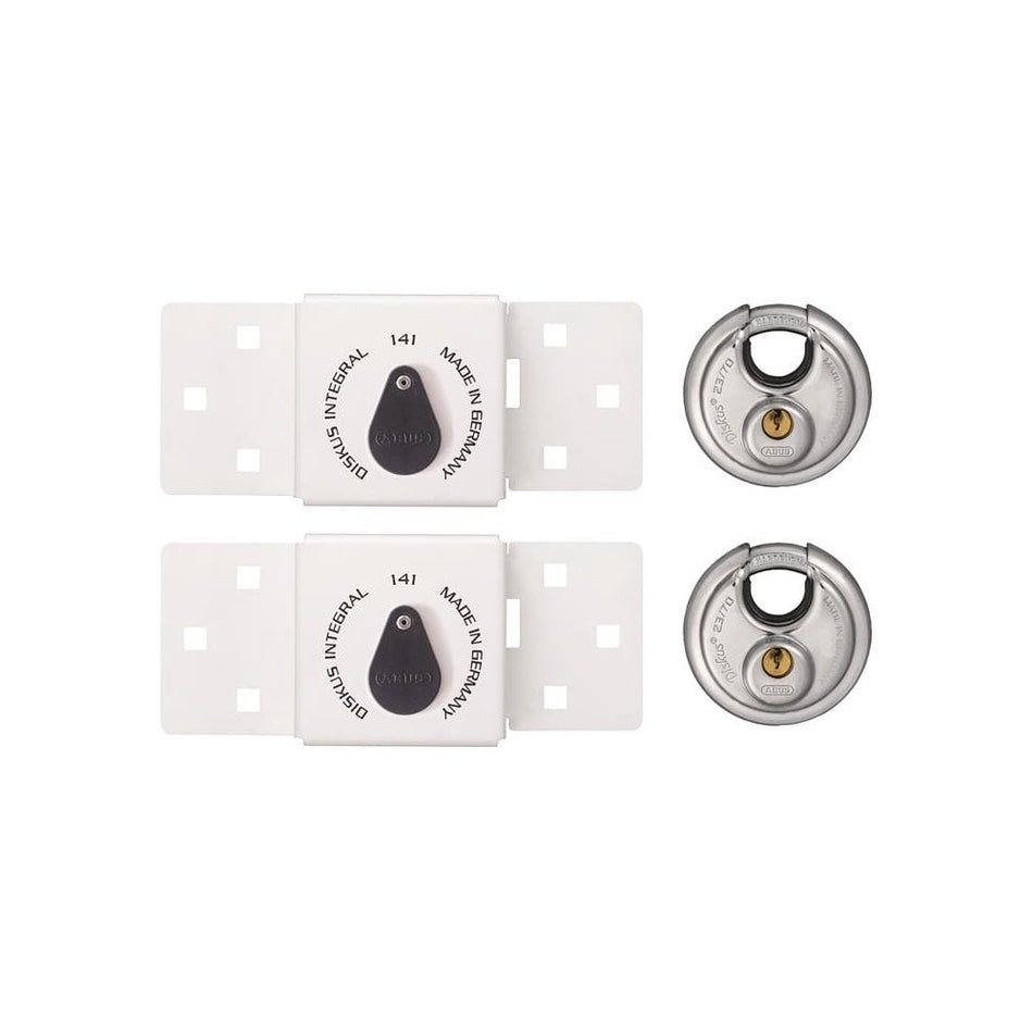ABUS Mechanical 141/200 Diskus® Integral Van Lock White & 26/70mm Diskus® Padlock Twin Pack-ABUVANLOCKT