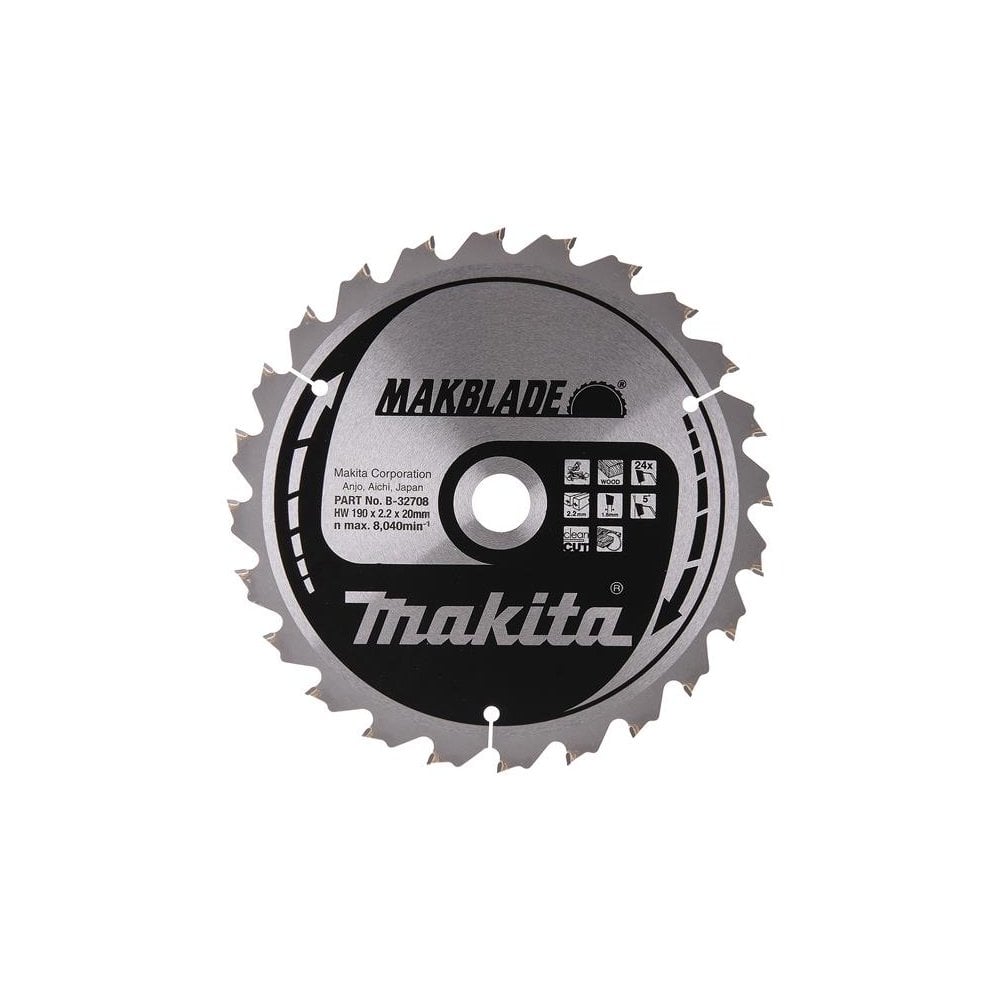 Makita B-32708 MAKBLADE Mitre Saw Blade 190 x 20mm x 24T-MAKB32708