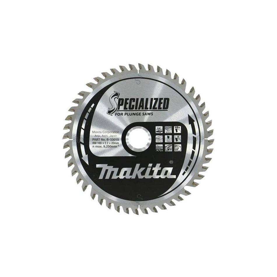 Makita B-33015 Specialized for Plunge Saws Blade 165 x 20mm x 48T-MAKB33015