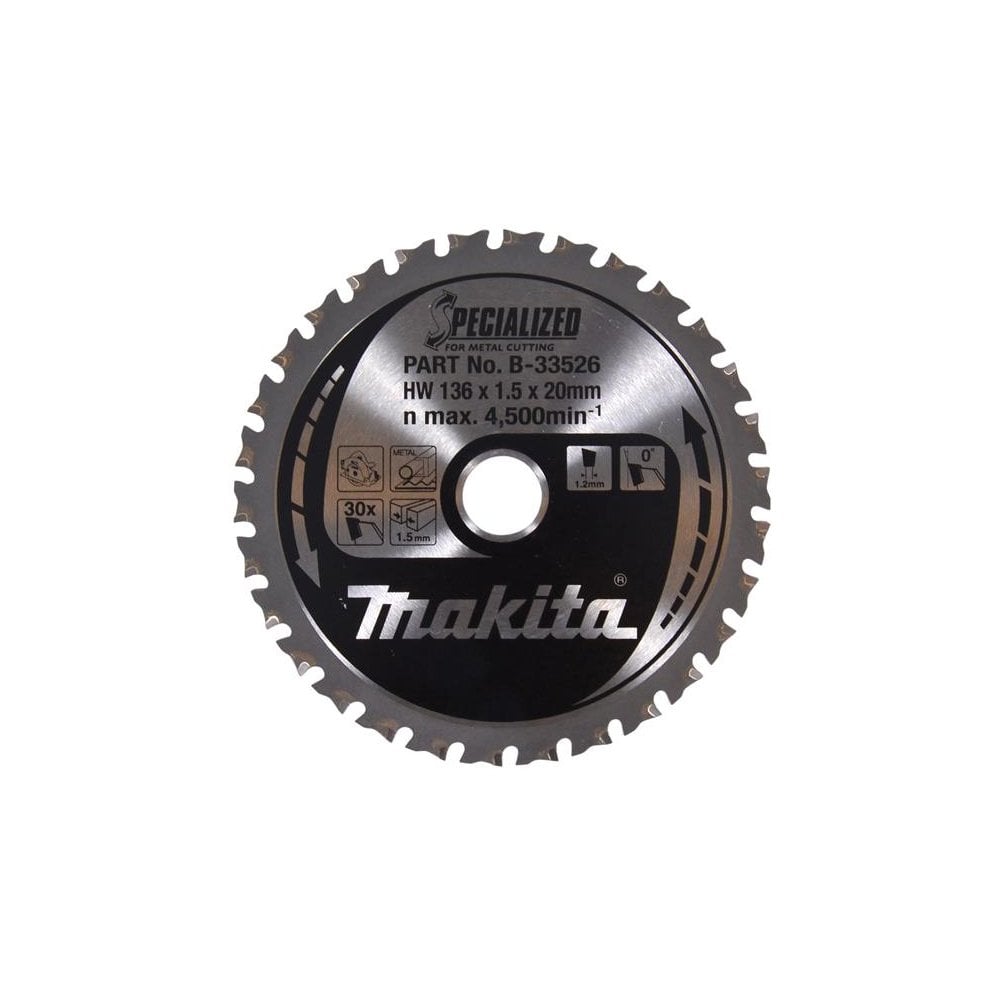Makita B-33526 Specialized for Metal Cutting Saw Blade 136 x 20mm x 30T-MAKB33526