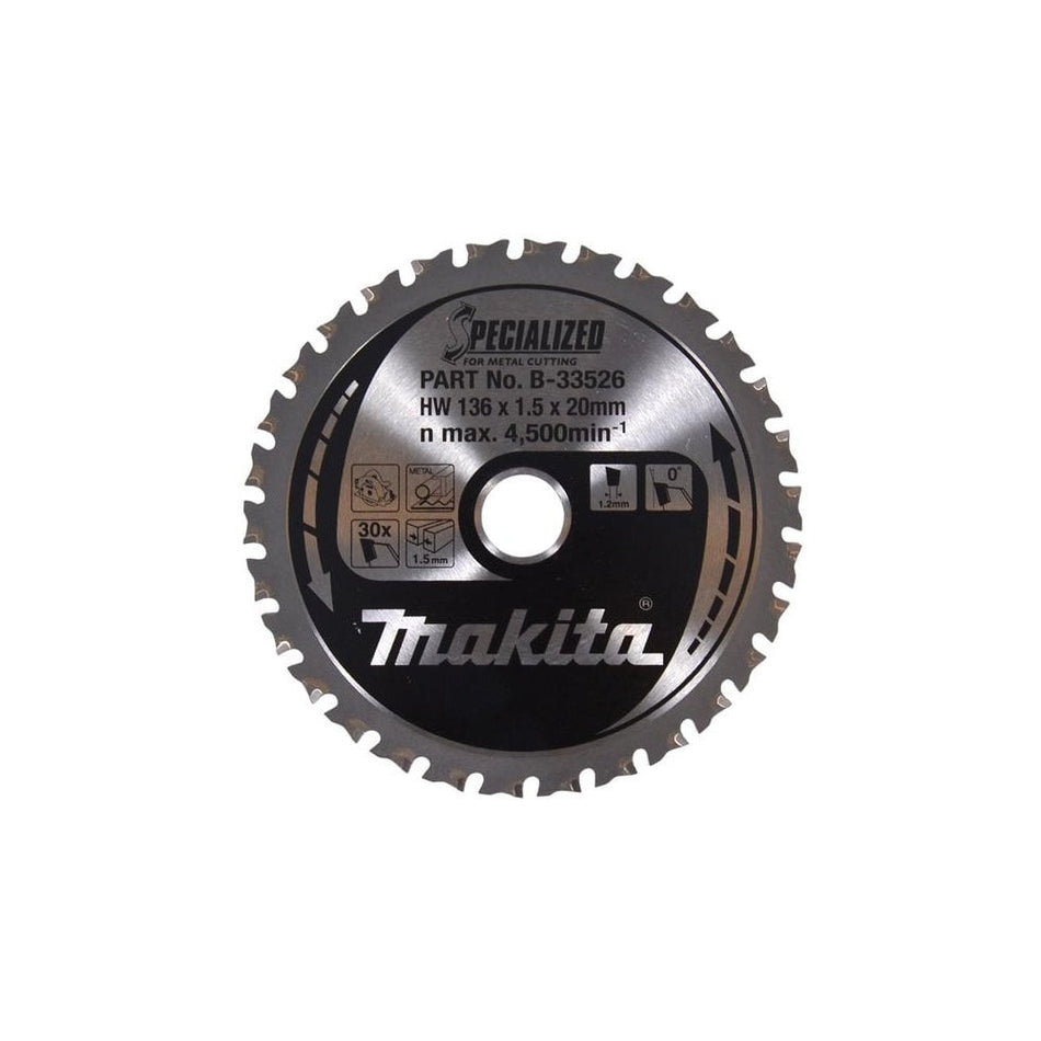 Makita B-33526 Specialized for Metal Cutting Saw Blade 136 x 20mm x 30T-MAKB33526
