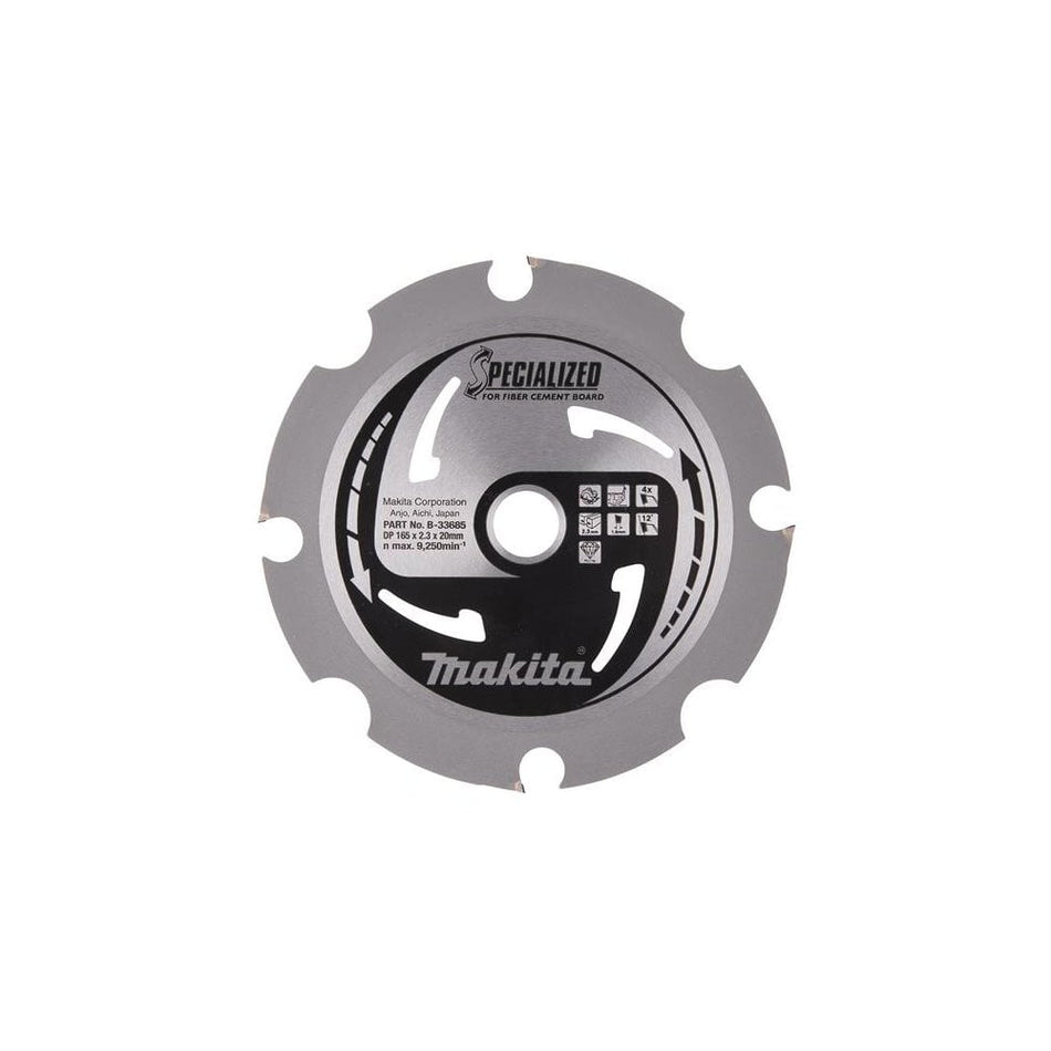 Makita B-33685 Specialized Blade for Fibre Cement Board 165 x 20mm x 4T-MAKB33685