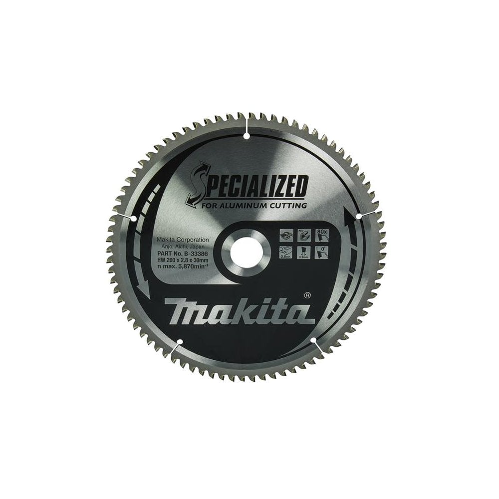 Makita B-33386 Specialized Aluminium Saw Blade 260 x 30mm x 80T-MAKB33386