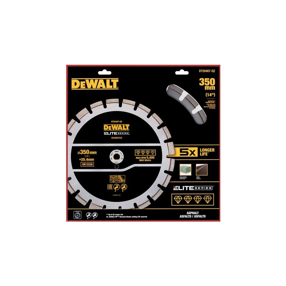 DEWALT ELITE SERIES™ Asphalt Diamond Segmented Wheel 350 x 25.4mm-DEWDT20467QZ