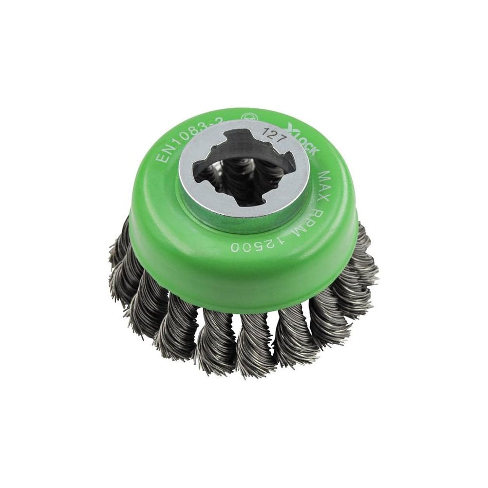 Faithfull X-LOCK Wire Cup Brush Twist Knot 75mm M14x2, 0.50mm Stainless Steel Wire-FAIWBT75SSXL