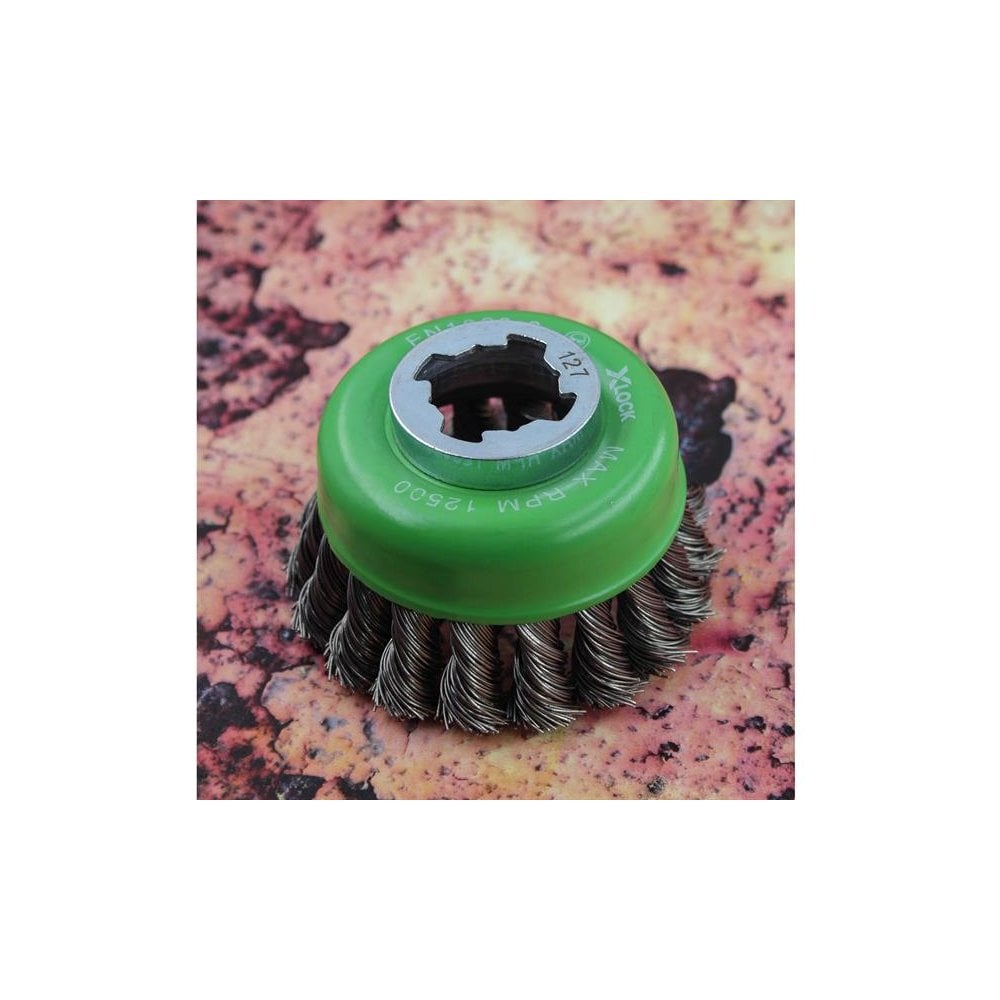 Faithfull X-LOCK Wire Cup Brush Twist Knot 75mm M14x2, 0.50mm Stainless Steel Wire-FAIWBT75SSXL