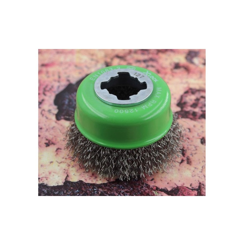 Faithfull X-LOCK Wire Cup Brush 75mm M14x2, 0.30mm Stainless Steel Wire-FAIWBC75SSXL