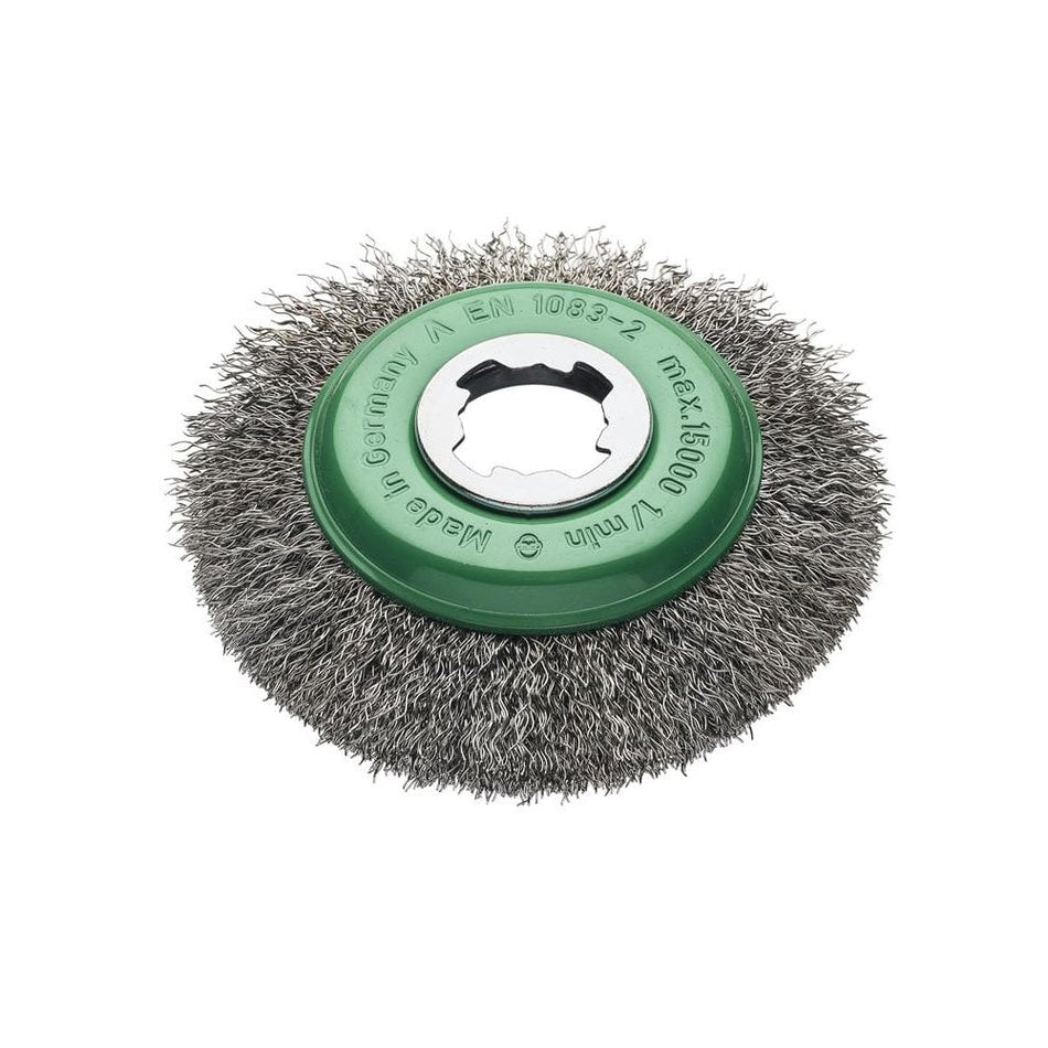 Lessmann X-Lock Crimp Stainless Steel Bevel Brush 115mm Non Spark-LES42337X