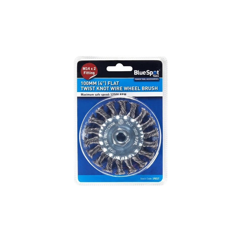 BlueSpot Tools Flat Twist Knot Wire Wheel 100mm M14 X 2-B/S19217