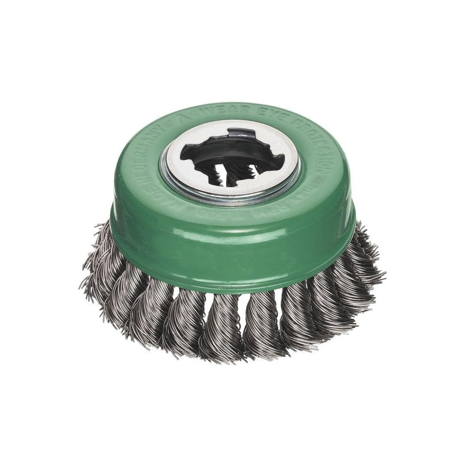 Lessmann X-Lock Stainless Steel Knot Cup Brush 85mm Non Spark-LES48381X