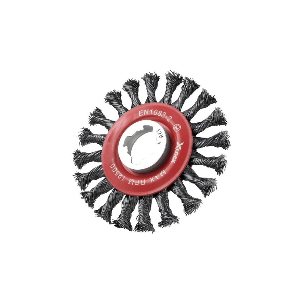 Faithfull X-LOCK Conical Wire Brush 115mm M14x2, 0.50mm Steel Wire-FAIWBCT115XL