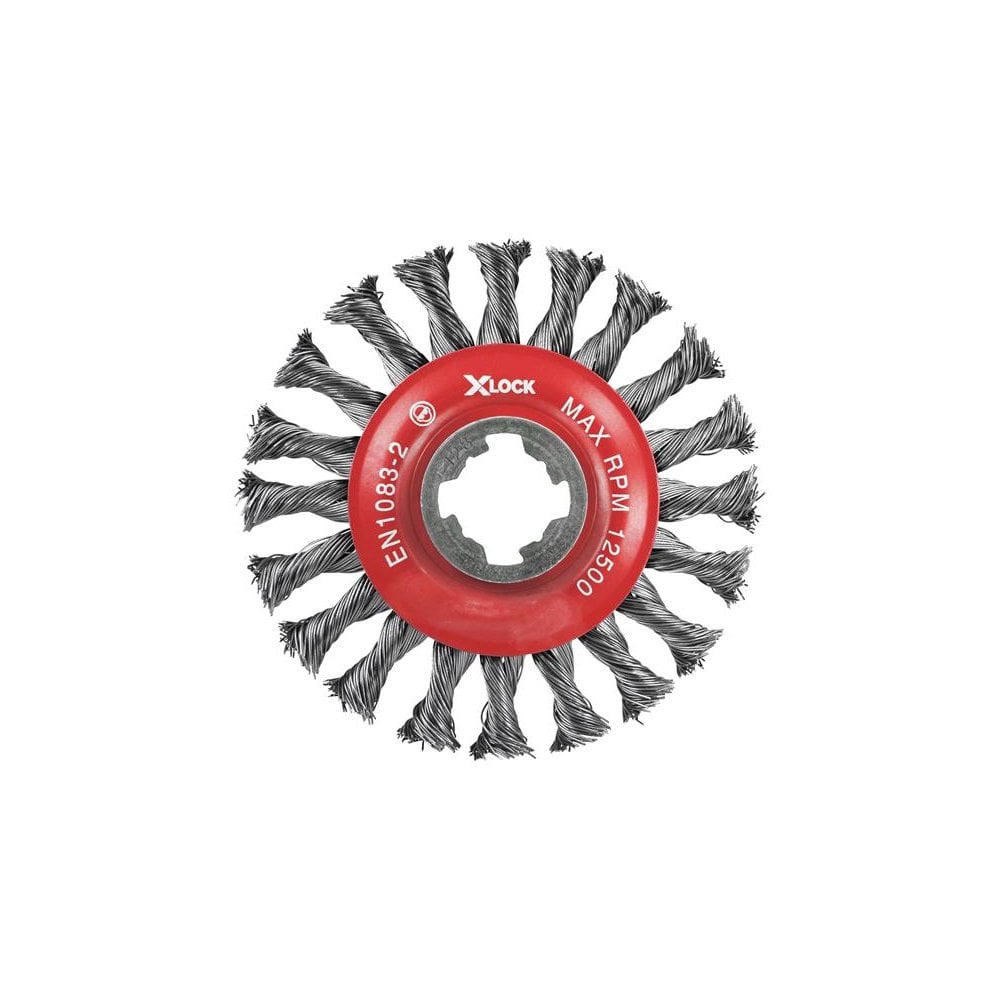 Faithfull X-LOCK Conical Wire Brush 115mm M14x2, 0.50mm Steel Wire-FAIWBCT115XL