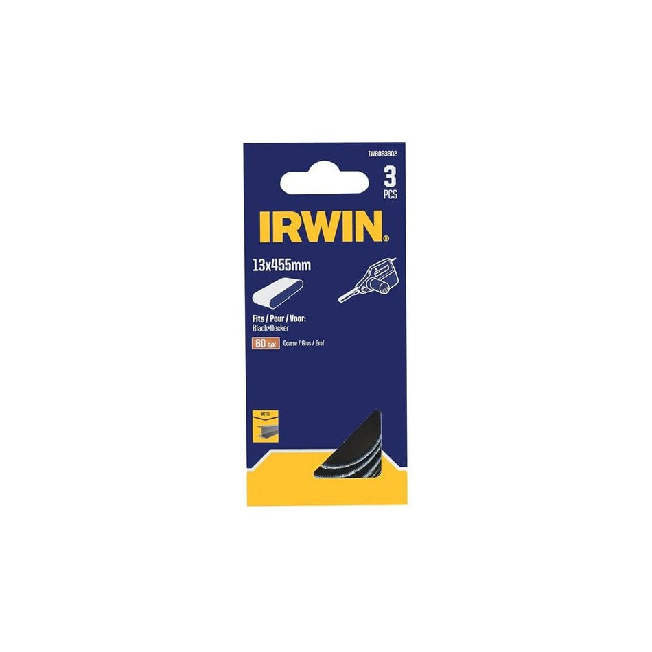IRWIN® Powerfile Zirconium Sanding Belt 13 x 455mm 60G (Pack 3)-IRWIW8083802