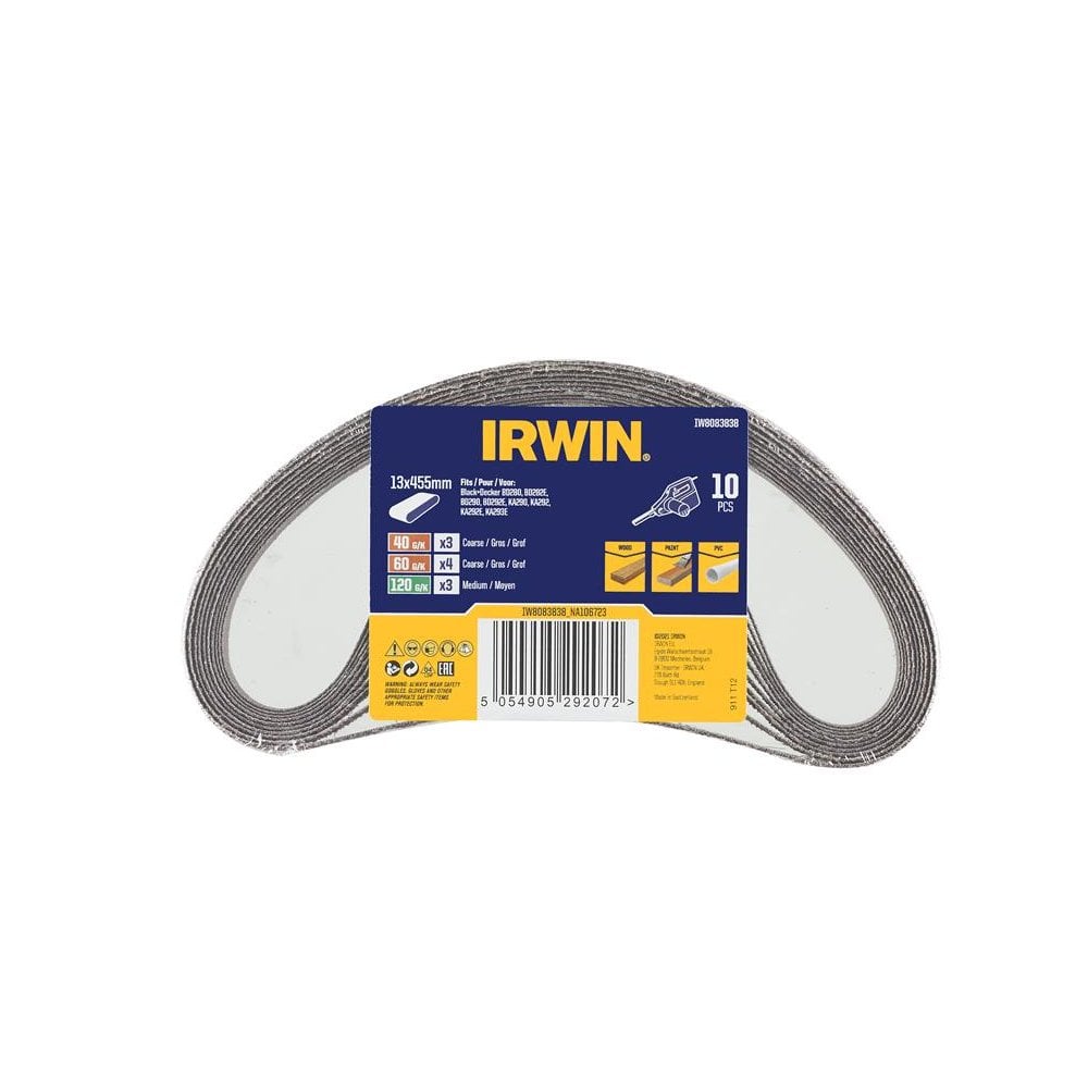 IRWIN® Powerfile Sanding Belt Set, 10 Piece-IRWIW8083838