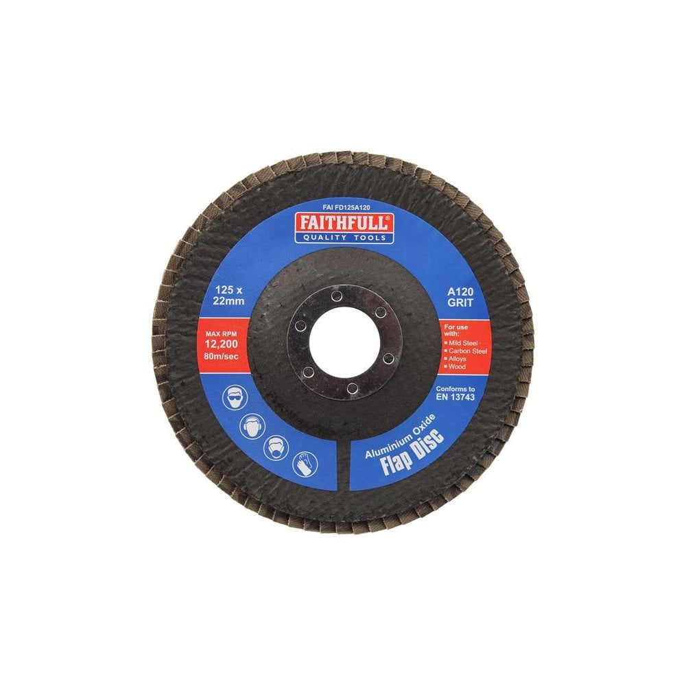 Faithfull Aluminium Oxide Flap Disc 125 x 22mm 120 Grit-FAIFD125A120