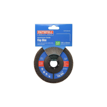 Faithfull Aluminium Oxide Flap Disc 125 x 22mm 120 Grit-FAIFD125A120