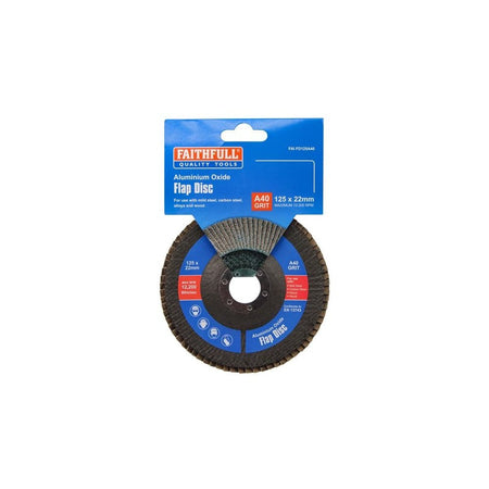 Faithfull Aluminium Oxide Flap Disc 125 x 22mm 40 Grit-FAIFD125A40
