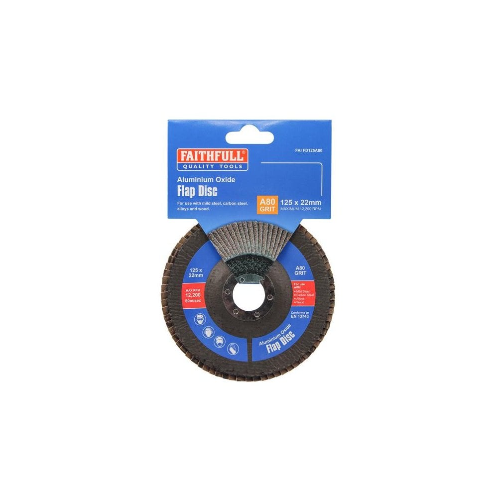 Faithfull Aluminium Oxide Flap Disc 125 x 22mm 80 Grit-FAIFD125A80