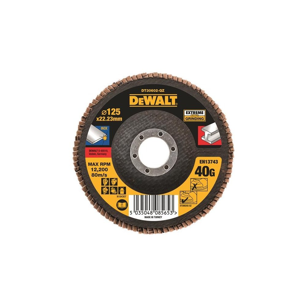 DEWALT DT30602 Extreme Metal Flap Disc 125 x 22.2mm x 40G-DEWDT30602QZ