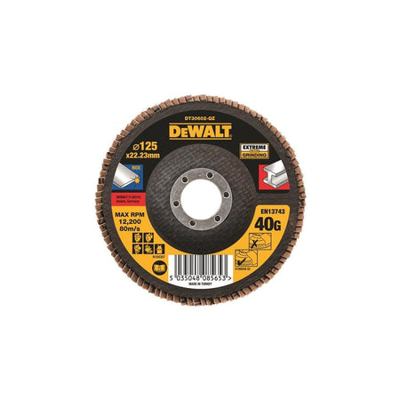 DEWALT DT30602 Extreme Metal Flap Disc 125 x 22.2mm x 40G-DEWDT30602QZ