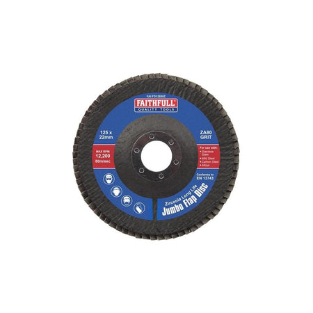 Faithfull Zirconia Abrasive Jumbo Flap Disc ZA80 125mm-FAIFD12580Z