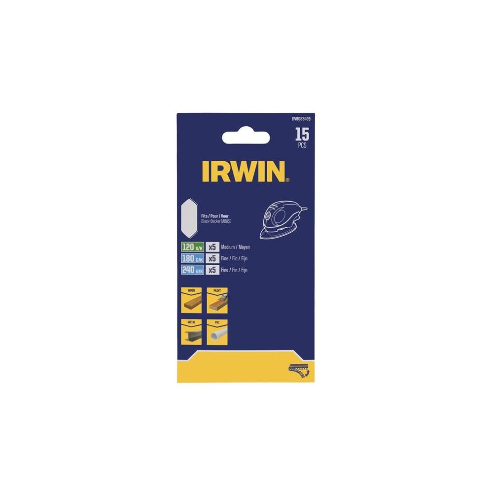 IRWIN® Mouse Sanding Finger Sheet Set, 15 Piece-IRWIW8083409