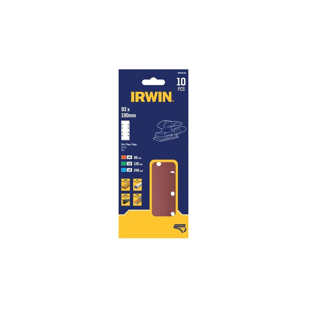 IRWIN® 1/3 Punched Quick Fit Sanding Sheet Set, 10 Piece-IRWIW8083739