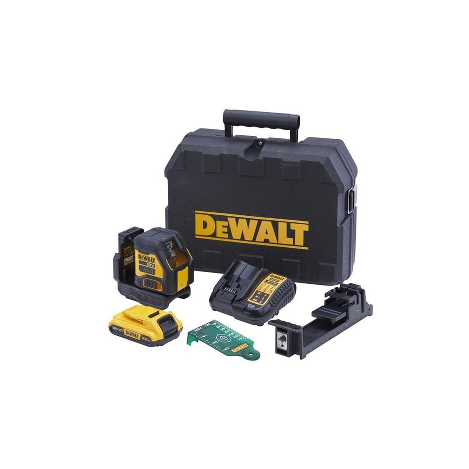 DEWALT DCLE34021D1 XR Compact Cross Line Green Laser 18V 1 x 2.0Ah Li-ion-DEWDCL34021D