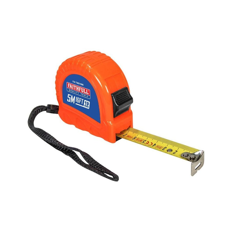Faithfull Twin Lock Tape Measure 5m/16ft (Width 19mm)-FAITM519MI
