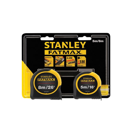 STANLEY® FatMax® Classic Tape Twin Pack 5m/16ft + 8m/26ft (Width 32mm)-STA081745