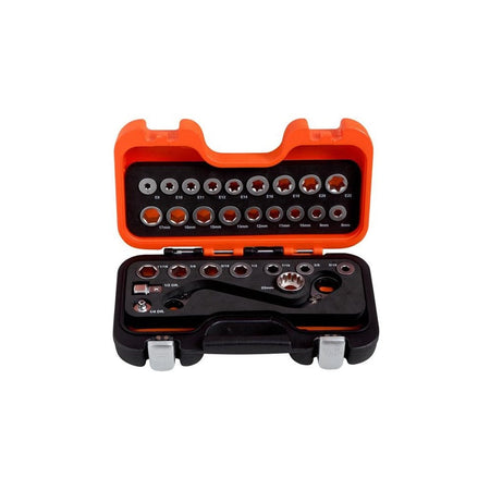 Bahco S Type Ratchet Ring Wrench & Adaptor Set, 29 Piece-BAH1320SRM29