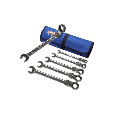 Faithfull Ratchet Combination Spanner Set in Tool Roll, 6 Piece-FAISPARAT6SR