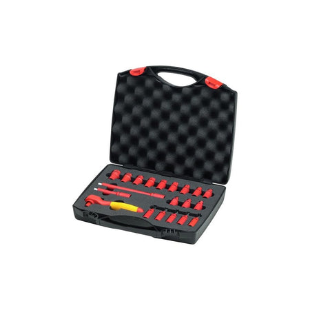 Wiha Insulated 1/4in Ratchet Wrench Set, 21 Piece (inc. Case)-WHA43025